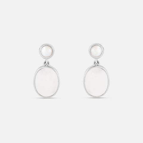Luminous Pearl Silver Drop Earrings