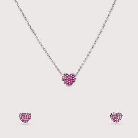 Playful Crush Silver Earrings and Necklace Set