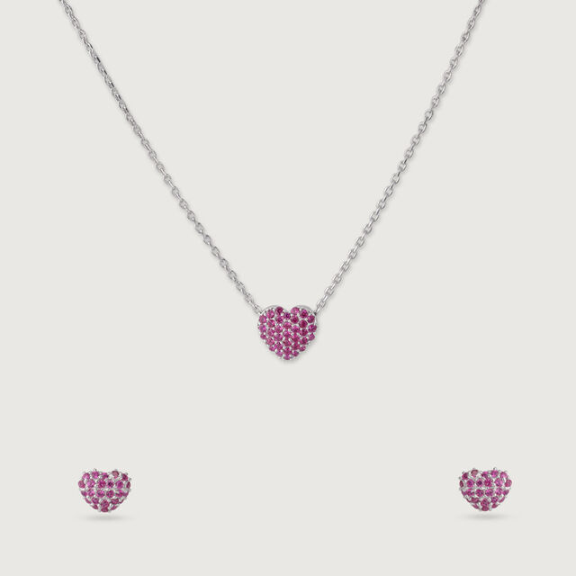 Playful Crush Silver Earrings and Necklace Set,,hi-res image number null
