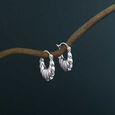 Radiant Shell Silver Hoop Earrings,,hi-res view 1