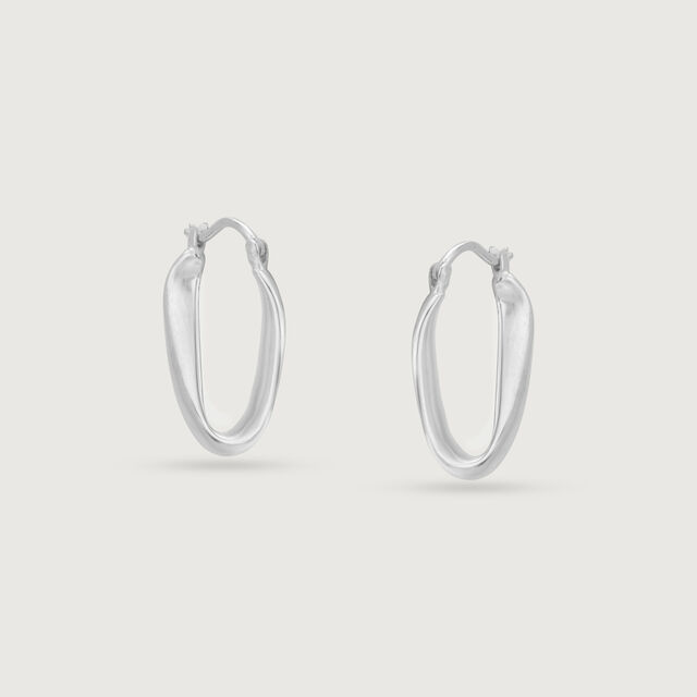Sculpted Loop Silver Hoop Earrings,,hi-res image number null
