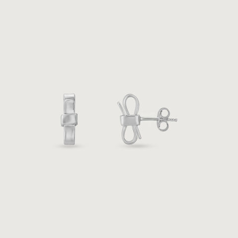 Minimal Bow Silver Stud Earrings