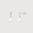 Pearl Drip Silver Drop Earrings,,hi-res view 4