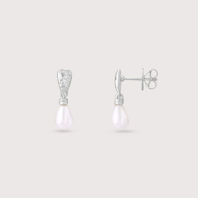 Pearl Drip Silver Drop Earrings,,hi-res image number null