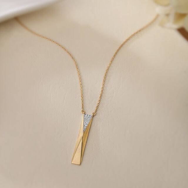 Pinnacle Light 14 Kt Gold & Diamond Pendant with Chain,,hi-res image number null