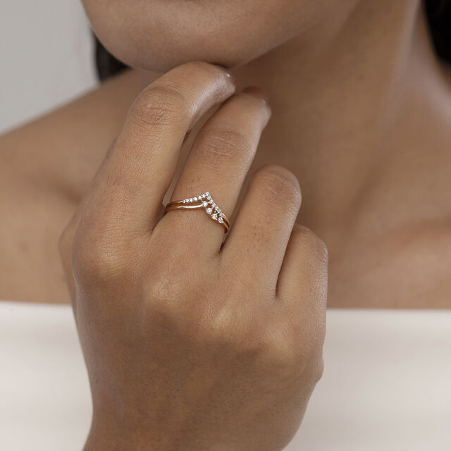Twinkling Peak Gold & Diamond Finger Ring,,hi-res image number null