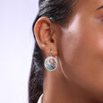 Mother of Pearl Sunny Silver Hoop Earrings,,hi-res view 2