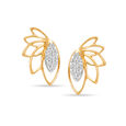 14KT Yellow Gold Delightful Leafy Flutter Diamond Stud Earrings,,hi-res view 2