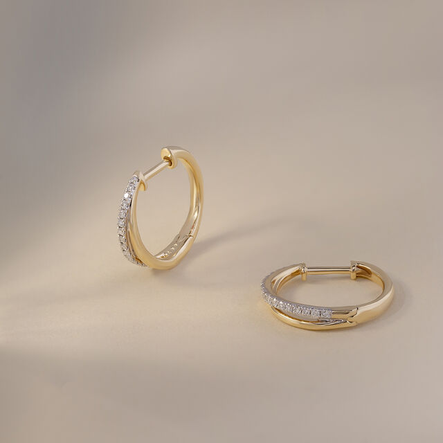 Elegant Radiant Gold & Diamond Hoop Earrings,,hi-res image number null