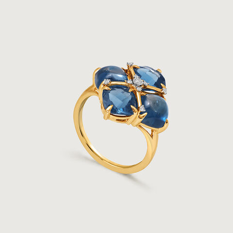 Ethereal Midnight Majesty 14KT Diamond & London Blue Topaz Ring