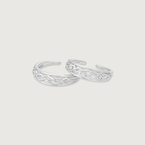 Bold Weave Silver Toe Rings