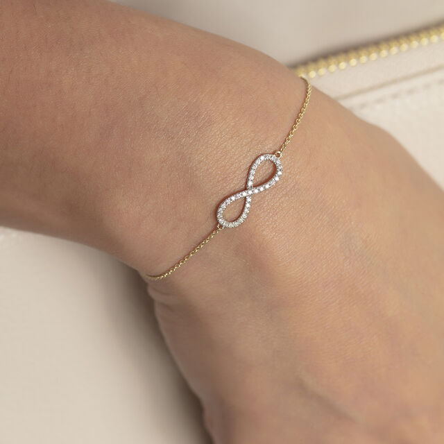 Infinity Elegance Diamond & Gold Bracelet,,hi-res image number null