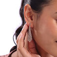 Geometric Glamour Gold & Diamond Drop Earrings,,hi-res view 2