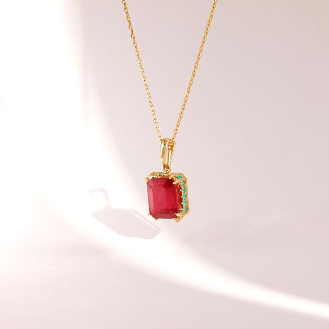 Bold Framed Onyx and Ruby Pendant,,hi-res image number null