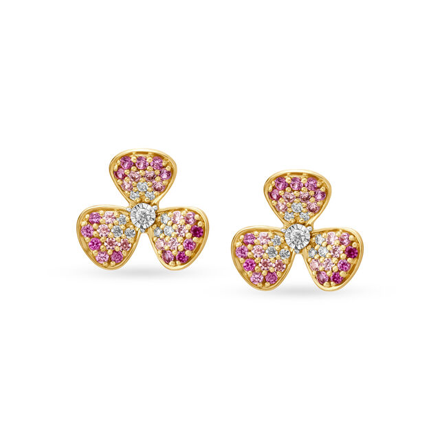 14KT Yellow Gold Floral Elegance Encased In A Pair Of Earrings,,hi-res view 1