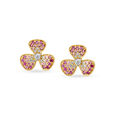 14KT Yellow Gold Floral Elegance Diamond Earrings,,hi-res view 1