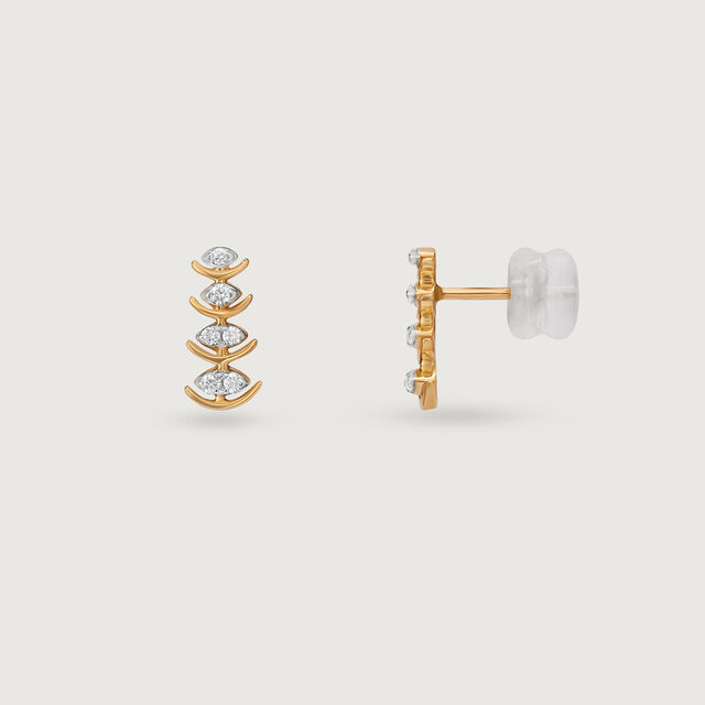 Sparkling Ladder Gold & Diamond Stud Earrings,,hi-res image number null