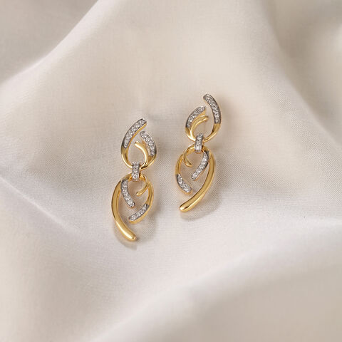 Allure Link 14 Kt Gold & Diamond Drop Earrings