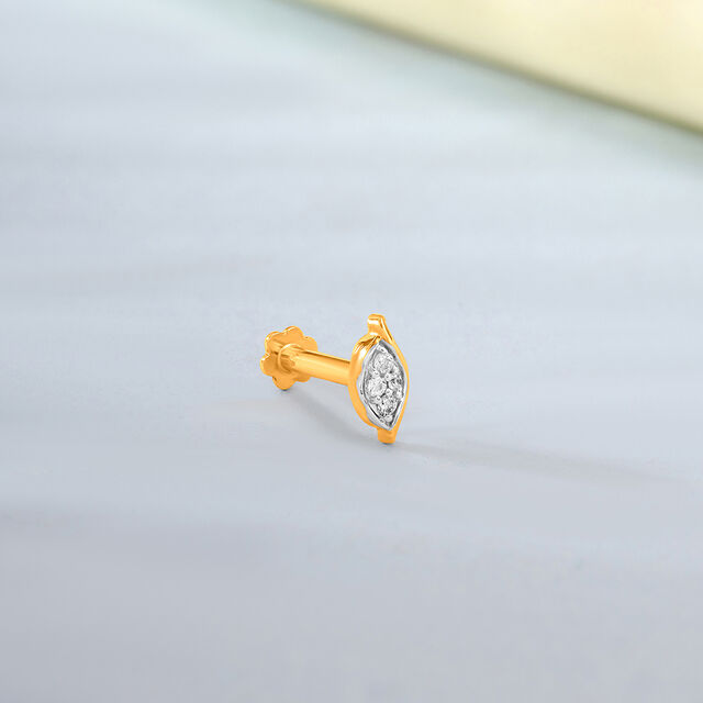 14KT Yellow Gold Diamond Nose Pin,,hi-res image number null