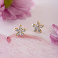 Radiant Petal Gold & Diamond Stud Earrings,,hi-res view 1