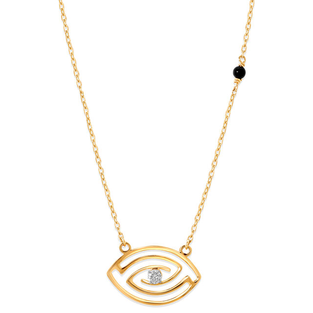 14KT Yellow Gold Labyrinth Evil Eye Necklace,,hi-res view 3