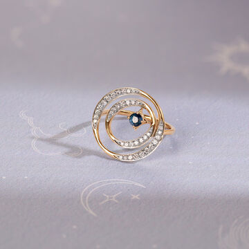 Celestial Dance 14KT Diamond and Blue Sapphire Ring