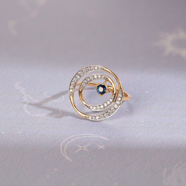 Celestial Dance 14KT Diamond and Blue Sapphire Ring,,hi-res view 1