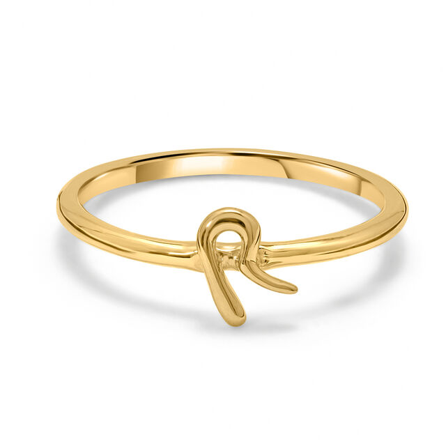 Letter R 14KT Yellow Gold Initial Ring,,hi-res image number null
