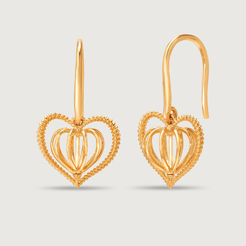 Dangling Hearts 14KT Gold Hoop Earring for her