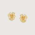 Floral Doodle Gold Stud Earrings,,hi-res view 3