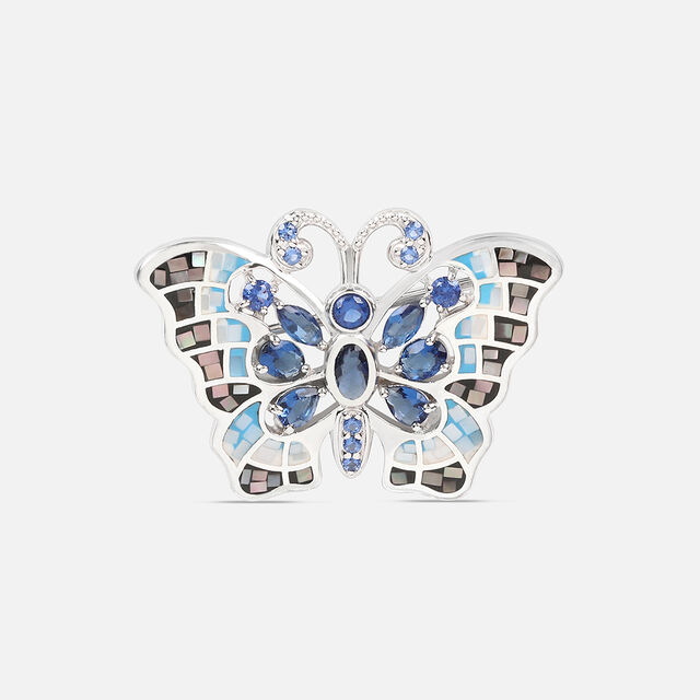 Mosaic Butterfly Silver Brooch,,hi-res image number null