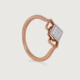 Square Shimmery Gold & Diamond Finger Ring,,hi-res view 4