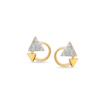 14 KT Yellow Gold Dainty Triangles Diamond Stud Earrings