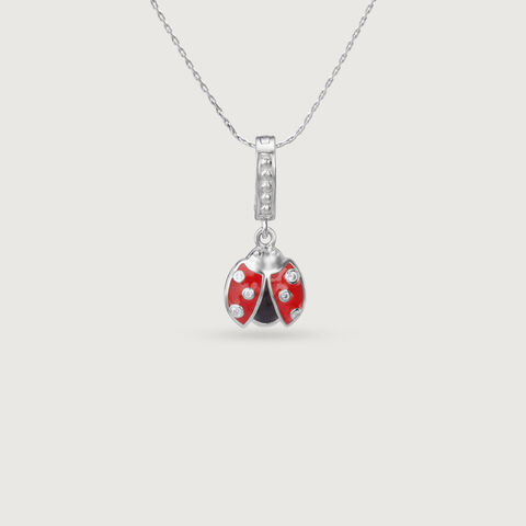 Playful Ladybird Silver Pendant