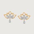 Lotus Petal Diamond Stud Earrings,,hi-res view 3
