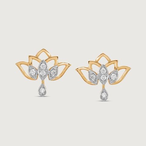 Lotus Petal Diamond Stud Earrings