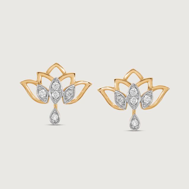Lotus Petal Diamond Stud Earrings,,hi-res image number null
