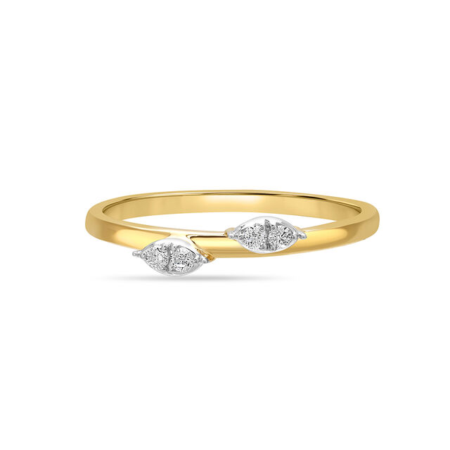 14KT Yellow Gold Minimalist Greenery Diamond Finger Ring,,hi-res view 2