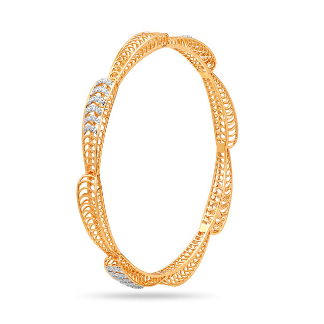Buy 14KT Yellow Gold Curved Lines Bangle Online Mia by Tanishq