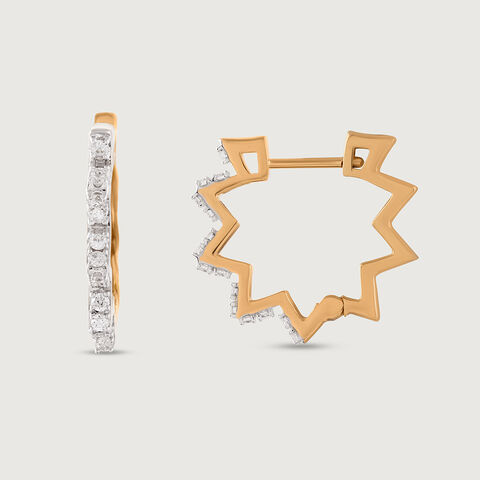 Starburst Luxe Gold & Diamond Hoop Earrings