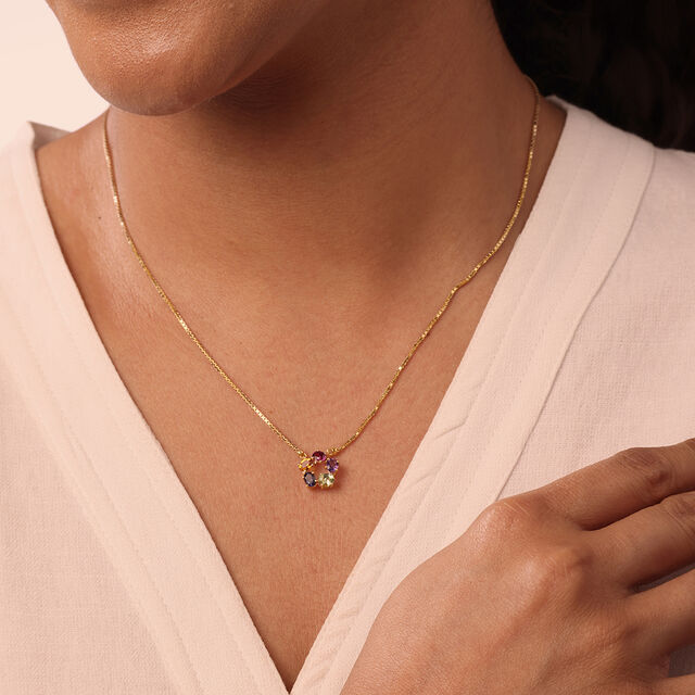 Prismatic Glow 14 Kt Gold & Gemstone Necklace,,hi-res image number null