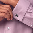 Pyramid Edge Silver Cufflinks,,hi-res view 2