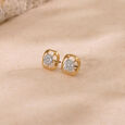 Regal Sculptural Diamond Platinum Gold Stud Earrings,,hi-res view 1