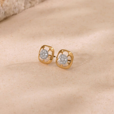 Regal Sculptural Diamond Platinum Gold Stud Earrings