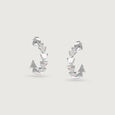 Playful Geometric Mother of Pearl Silver Hoop Earrings,,hi-res view 3