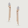 Elegant Leaf Gold & Diamond Drop Earrings,,hi-res view 3