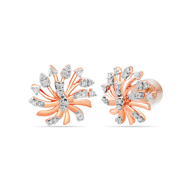 14kt Rose Gold Simple Floral Stud Earrings,,hi-res image number null