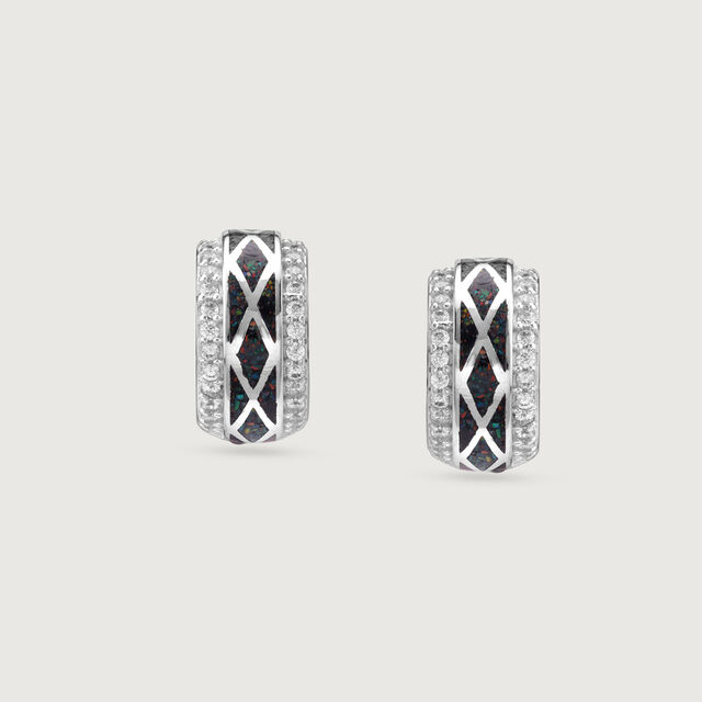 Shimmer Crush Silver Hoop Earrings,,hi-res image number null