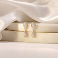 Faceted Balance Diamond Drop Earrings,,hi-res view 1