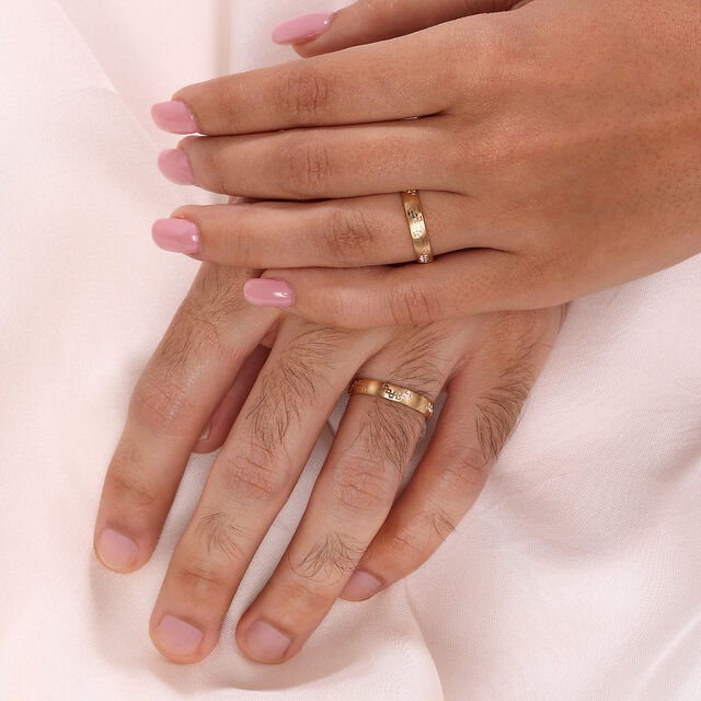 Soulmates Signature Bands 18KT Gold Couple Ring -Single Piece,,hi-res image number null